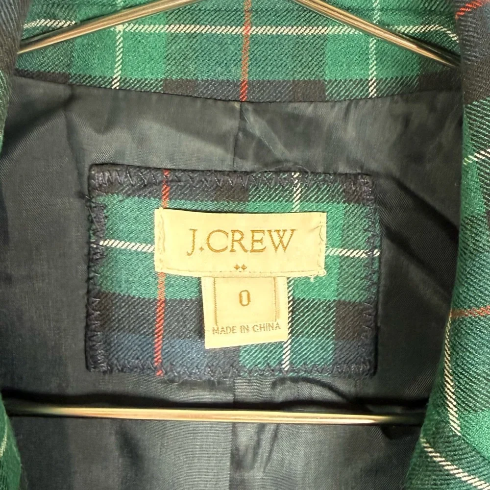 J.Crew Green Navy And Green Tartan Plaid Wool Blazer